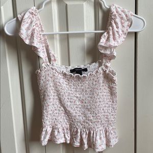 floral smocked crop top